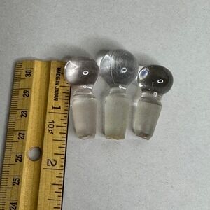 Vintage Clear Glass Bottle Perfume REPLACEMENT Stoppers Lot of 3 Round Ball Top